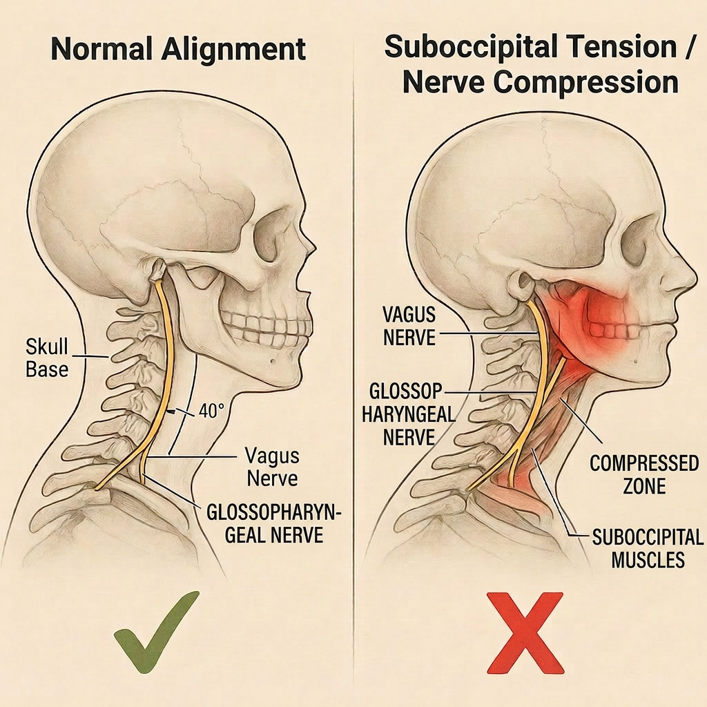 Comparison of healthy vs compressed suboccipital area